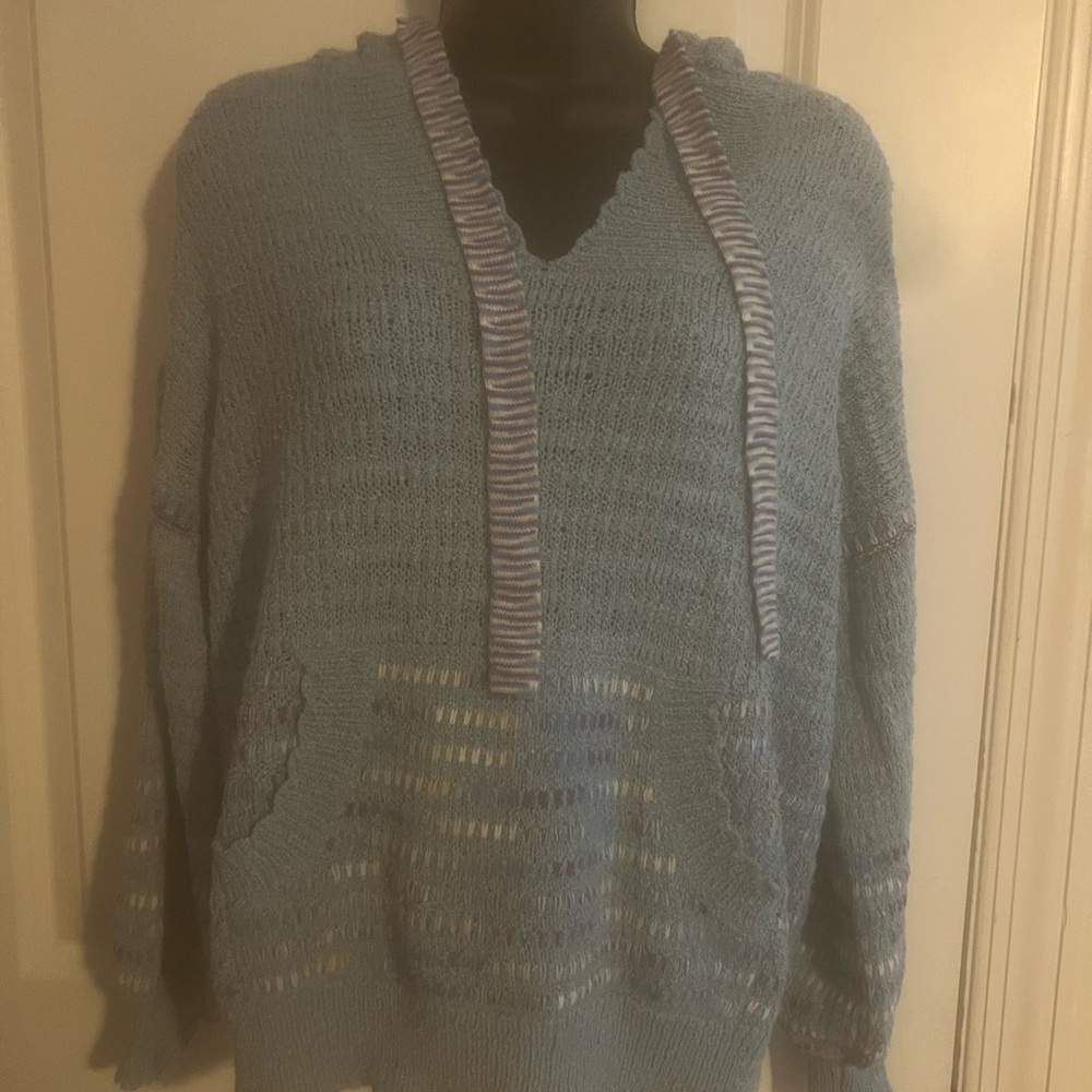 Democracy Blue V-Neck Sweater Relaxed Fit